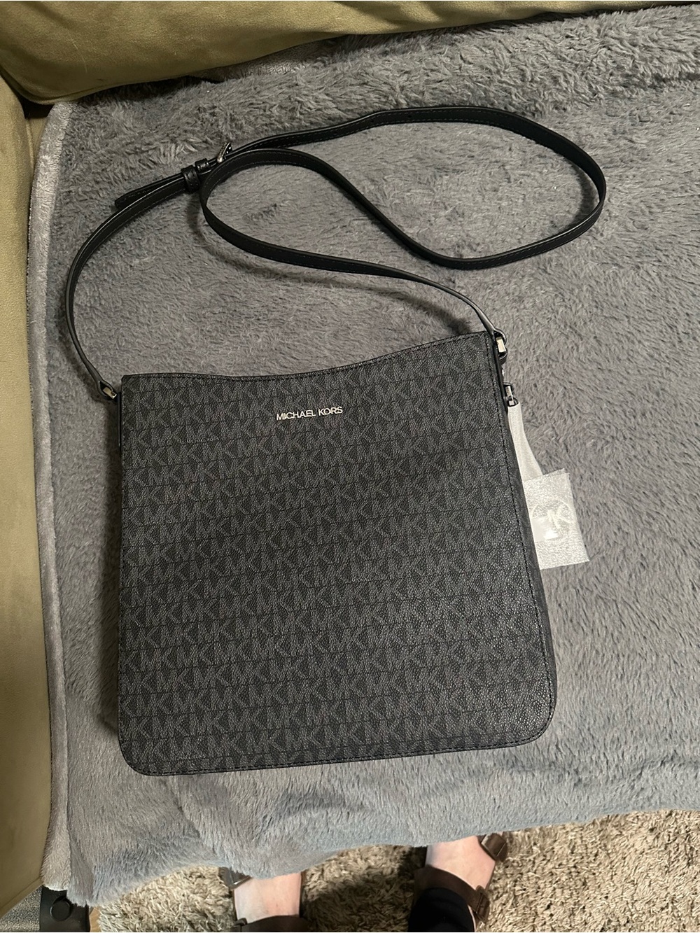 Michael Kors Black MK Logo Crossbody purse